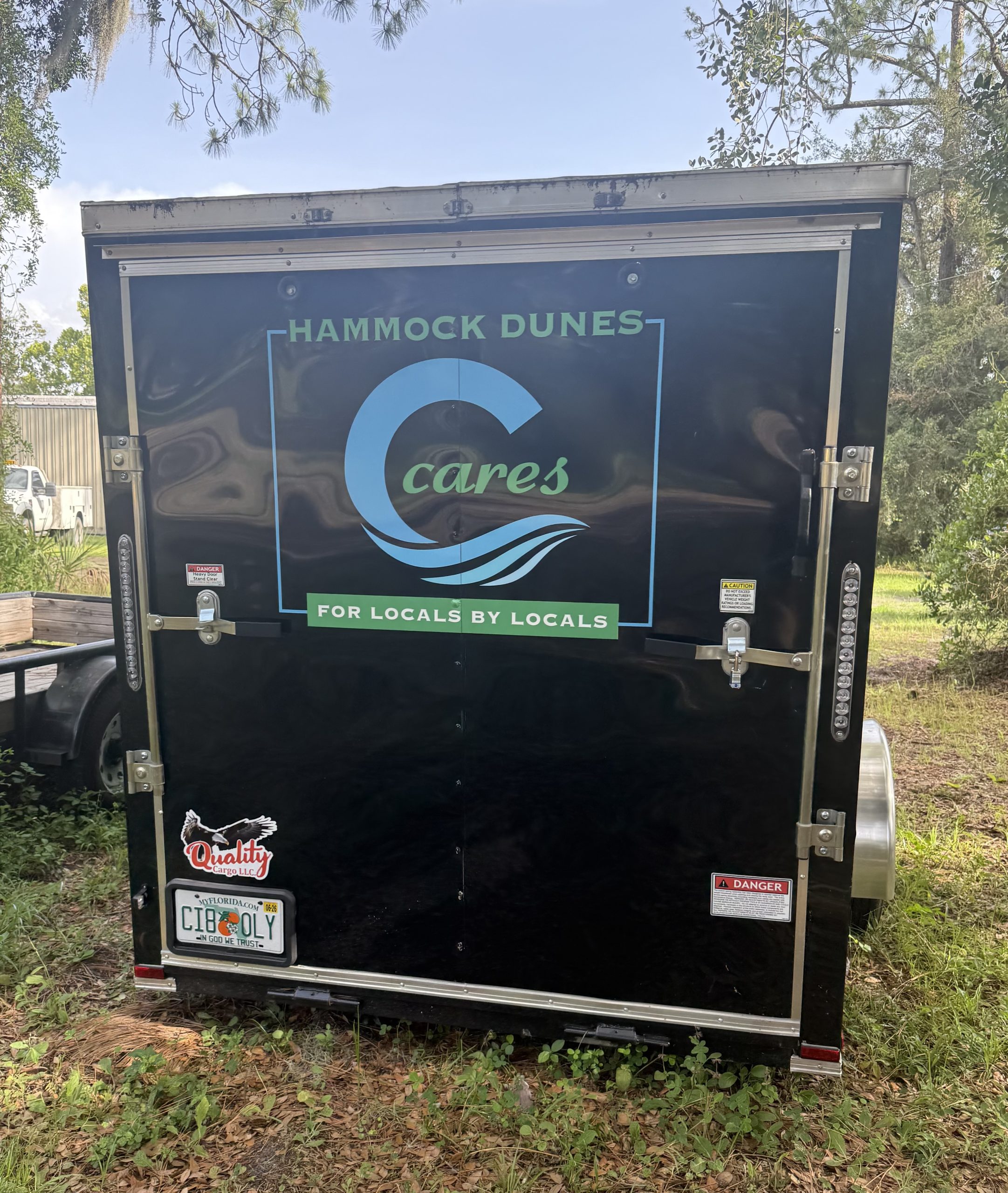 Hammock Dunes Cares branded Old Glory Service Dogs support trailer