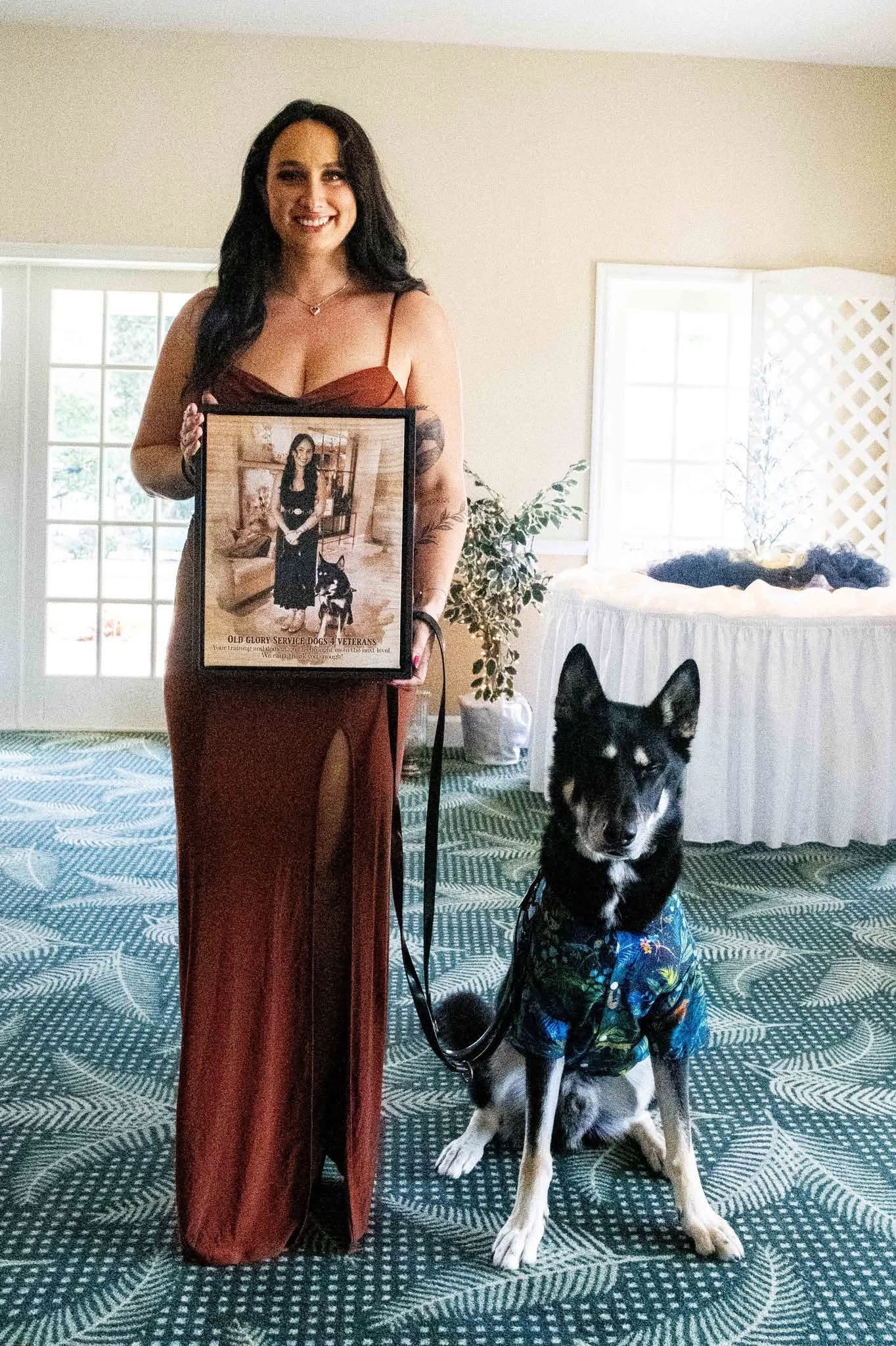 Ilana Fountain with a service dog at an Old Glory Service Dogs event