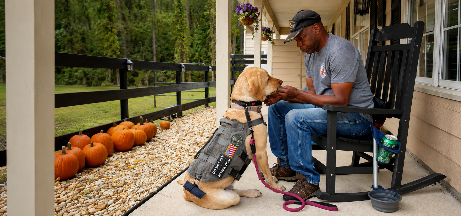 Old Glory Service Dogs member training with his service dog