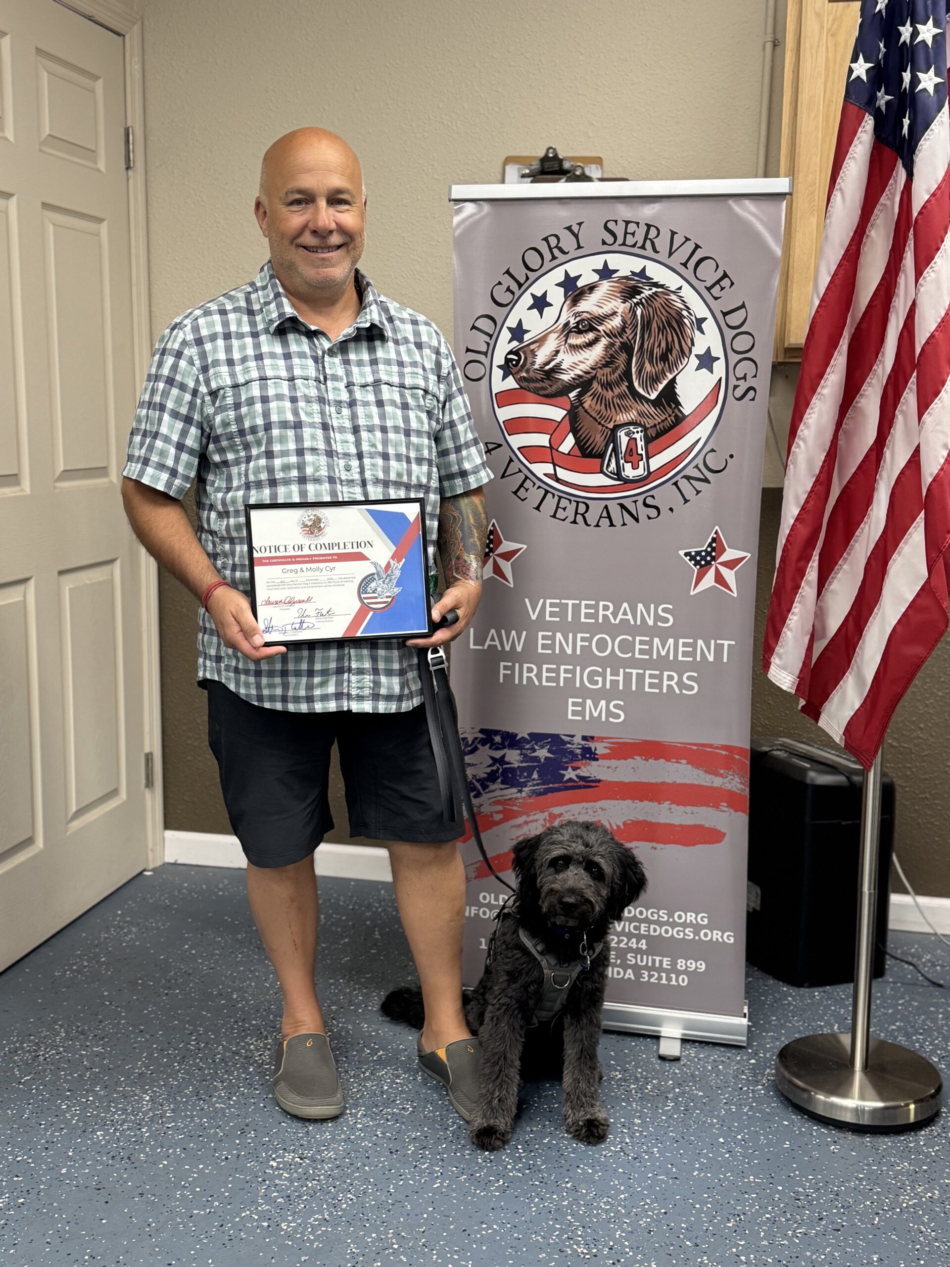 Greg and Molly, Old Glory service dog team